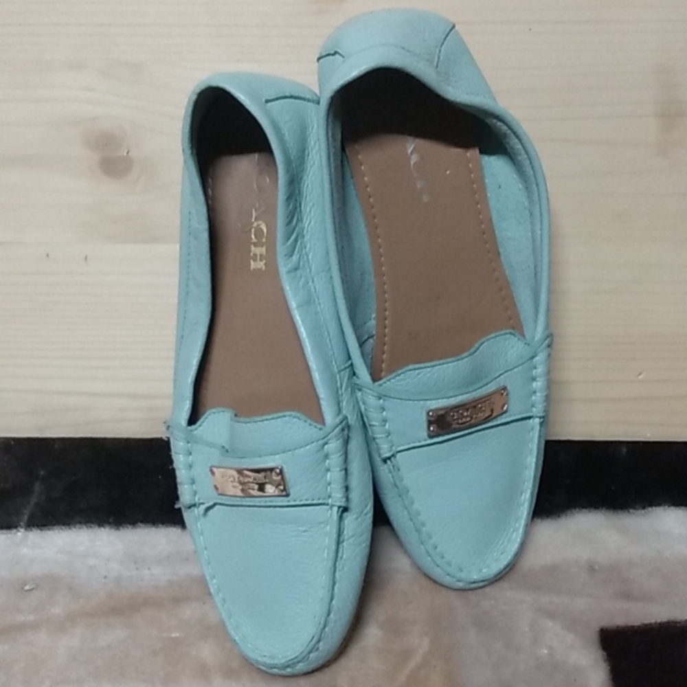 Coach mint green loafers